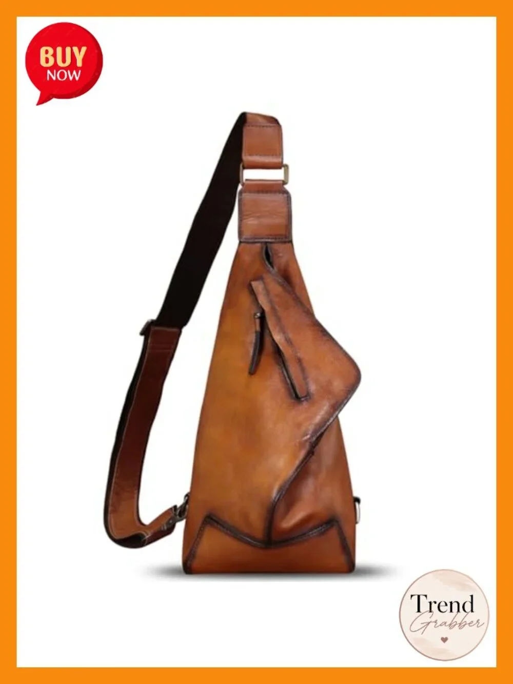 Genuine Leather Sling Bag | Adjustable Crossbody Chest Daypack